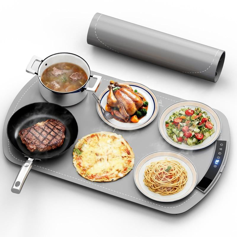 COWSAR Ultra-Thin Electric Food Warming Mat – Rapid Full-Surface Heating with 3 Temperature Settings, Child Lock Safety, and Portable Design for Home, Parties, and Travel