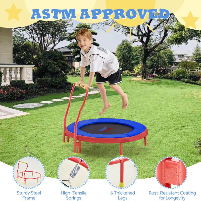 Sportsoul Kids Trampoline for Kids, 36” Indoor Mini Trampoline for Toddlers with Non-Slip Foam Handle, Enclosed Design to Prevent Missteps, Stable & Safe Bounce