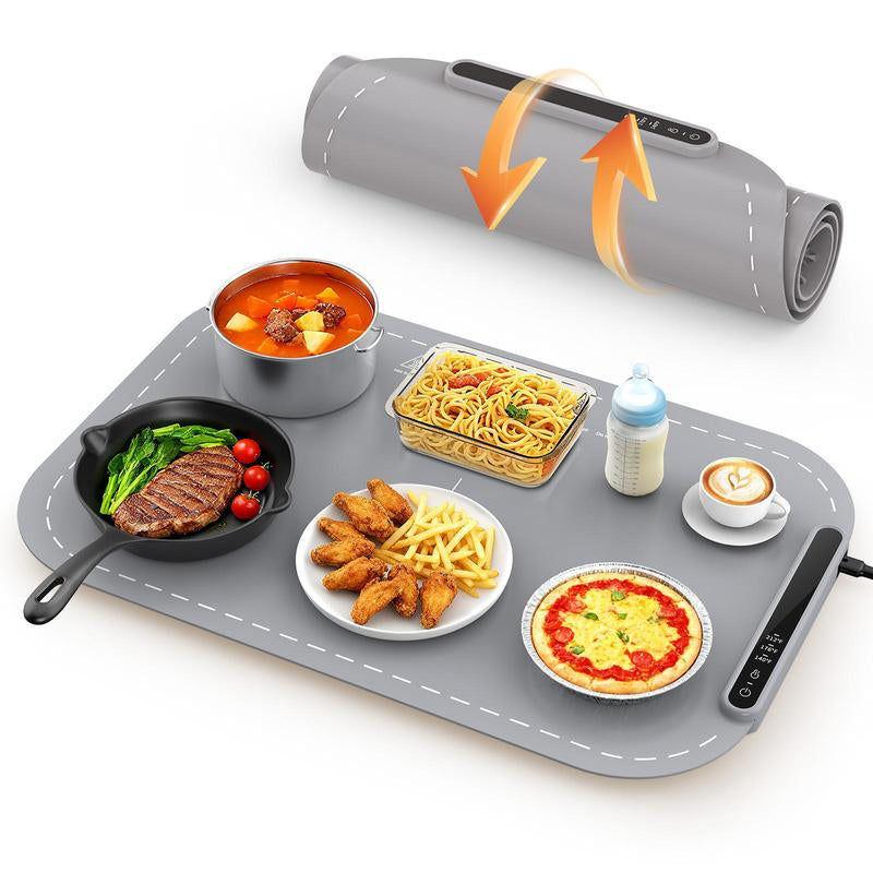 COWSAR Ultra-Thin Electric Food Warming Mat – Rapid Full-Surface Heating with 3 Temperature Settings, Child Lock Safety, and Portable Design for Home, Parties, and Travel