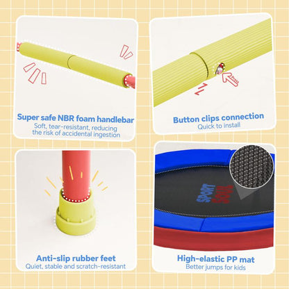 Sportsoul Kids Trampoline for Kids, 36” Indoor Mini Trampoline for Toddlers with Non-Slip Foam Handle, Enclosed Design to Prevent Missteps, Stable & Safe Bounce