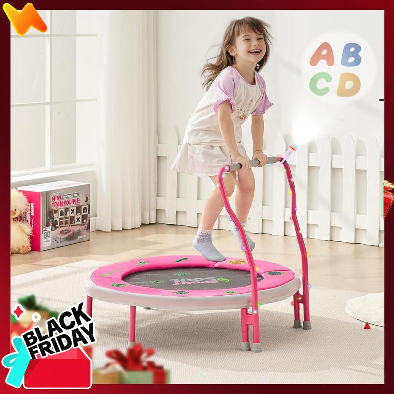 Sportsoul Kids Trampoline for Kids, 36” Indoor Mini Trampoline for Toddlers with Non-Slip Foam Handle, Enclosed Design to Prevent Missteps, Stable & Safe Bounce