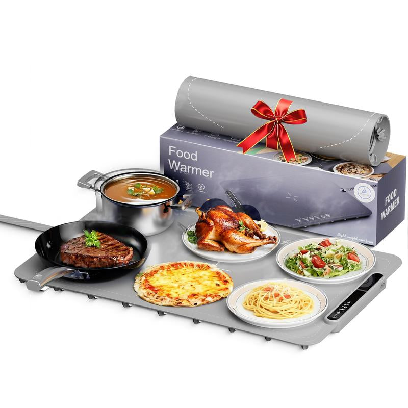 COWSAR Ultra-Thin Electric Food Warming Mat – Rapid Full-Surface Heating with 3 Temperature Settings, Child Lock Safety, and Portable Design for Home, Parties, and Travel