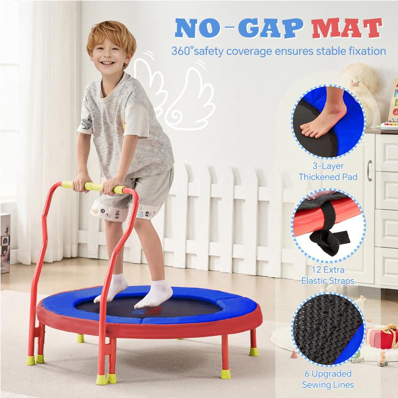 Sportsoul Kids Trampoline for Kids, 36” Indoor Mini Trampoline for Toddlers with Non-Slip Foam Handle, Enclosed Design to Prevent Missteps, Stable & Safe Bounce