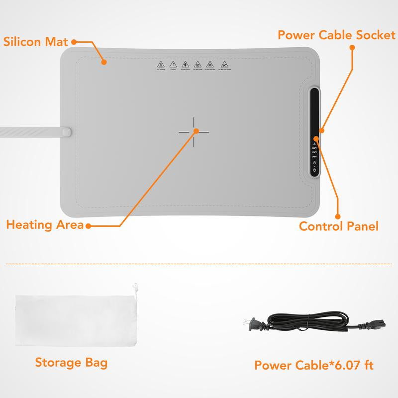 COWSAR Ultra-Thin Electric Food Warming Mat – Rapid Full-Surface Heating with 3 Temperature Settings, Child Lock Safety, and Portable Design for Home, Parties, and Travel