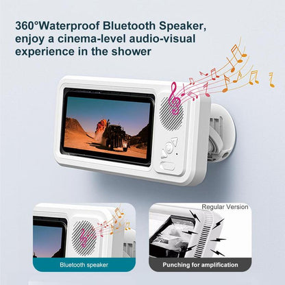 Waterproof Box Speaker, Phone Holder Bluetooth Speaker Audio Shower TV Holder, Swimming Pool, Kitchenbathroom,Sink Bathroom Waterproof 360 ° Rotating Touch Screen, Bluetooth Speaker, Watch Movies, Listen to Music Hands-Free Speakerphone Compact Smartphone