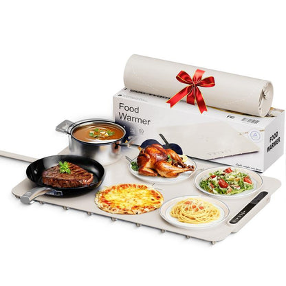 COWSAR Ultra-Thin Electric Food Warming Mat – Rapid Full-Surface Heating with 3 Temperature Settings, Child Lock Safety, and Portable Design for Home, Parties, and Travel