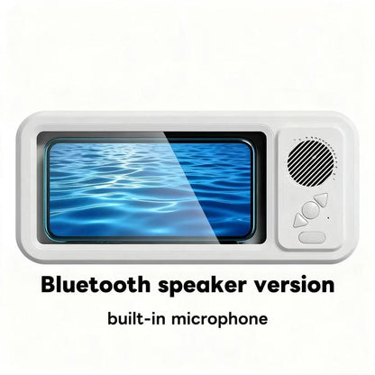 Waterproof Box Speaker, Phone Holder Bluetooth Speaker Audio Shower TV Holder, Swimming Pool, Kitchenbathroom,Sink Bathroom Waterproof 360 ° Rotating Touch Screen, Bluetooth Speaker, Watch Movies, Listen to Music Hands-Free Speakerphone Compact Smartphone