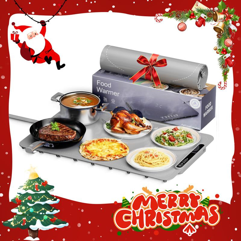 COWSAR Ultra-Thin Electric Food Warming Mat – Rapid Full-Surface Heating with 3 Temperature Settings, Child Lock Safety, and Portable Design for Home, Parties, and Travel