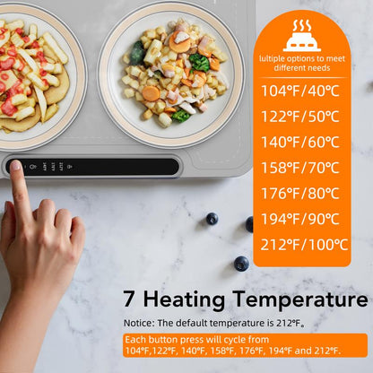 COWSAR Ultra-Thin Electric Food Warming Mat – Rapid Full-Surface Heating with 3 Temperature Settings, Child Lock Safety, and Portable Design for Home, Parties, and Travel